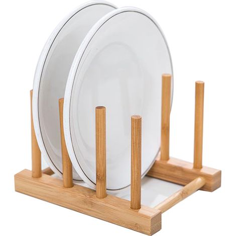Égouttoir À Assiettes - En Bambou Naturel - Pour Cuisine Caravane Et Mobil-home - Dimensions 12 X 34 X 12,5 Cm - 1 Pièce (1/5)