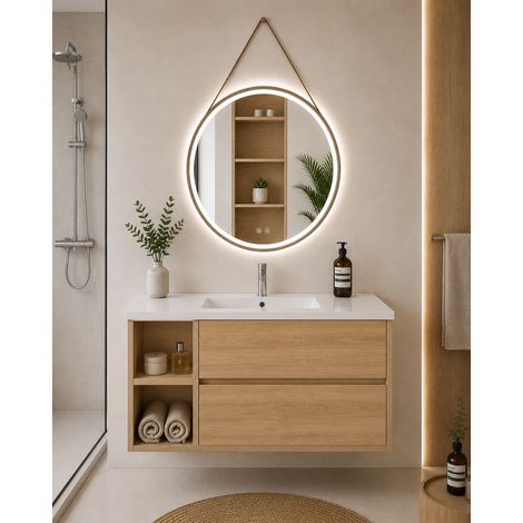 Mobile bagno con lavabo ORIGENBATH ZEUS senza specchio 90x40 cm Sinistra frassino tea (1/3)