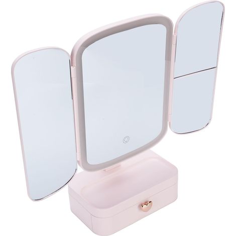 Miroir de Maquillage LED à Trois Volets avec – 3 Températures de Couleur, Rechargeable par USB et Angle pour Les Applications de beauté (1/5)