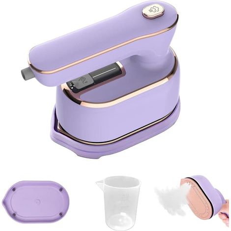 Défroisseur vapeur portable 2 en 1, fer à repasser et nettoyeur vapeur, mini défroisseur de voyage rotatif à 180° pour la maison et les chambres d'étudiant (violet) (1/5)