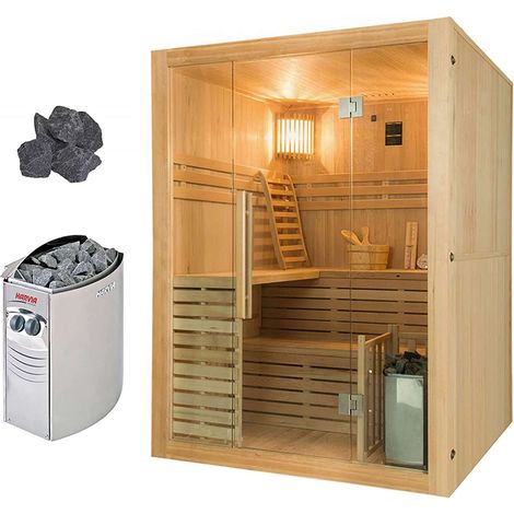 Sauna vapeur traditionnel 4 places – Cabine en épicéa 100% canadien – Poêle électrique Harvia 4,5Kw – Préchauffage rapide 20mn – France Sauna (1/5)
