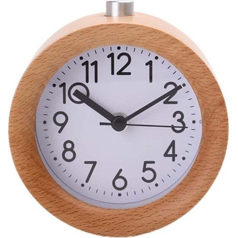 Horloge de table ronde en bois avec veilleuse, dispositif de chronométrage de bureau simple et créatif, décoration de la maison
