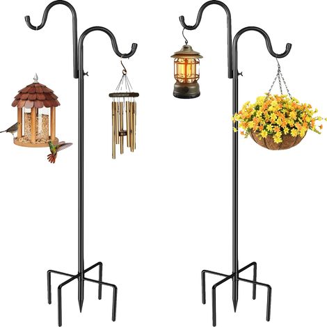 Gancio da giardino, altezza regolabile, base stabile a 5 fori, 2 pezzi, lunghezza 1,6 m, 2 ganci (1/2)