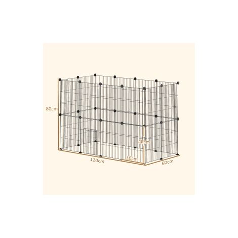 Enclos pour lapins noir en acier 120 x 60 x 80 cm avec grille et porte, pour maison, salon et espace de jeu (1/5)