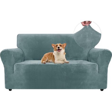 1 Housse de Canapé, Velours Extensible, Polyester Durable, Protection Animaux, Salon 2 Places (1/5)