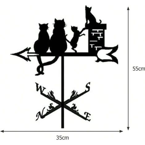 Maison pour chat Girouette en métal Support pour girouette extérieure Décoration artisanale Ferme Cour Jardin Pavillon (1/5)