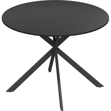 Table de salle à manger ronde pour 4 personnes, style industriel, pieds en acier, noire, idéale pour la cuisine ou la salle à manger. (1/5)