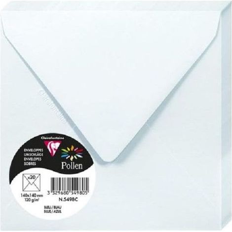 Enveloppe - CLAIREFONTAINE - Pollen - 120g - 140x140 mm - Couleur Bleu