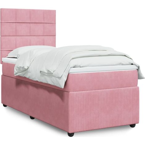 Cama box spring con colchón terciopelo rosa 100x200 cm vidaXL (1/5)