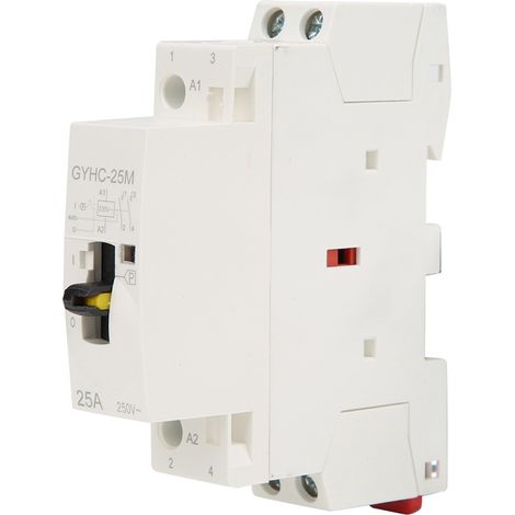 Contacteur secteur domestique 2P 25A 220V 50Hz sur rail DIN avec interrupteur de commande manuel 2NO (1/5)