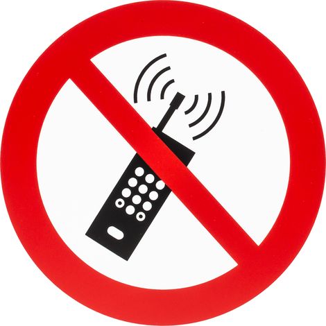 Panneau interdiction, avec pictogramme : Interdiction d'activer les téléphones mobiles ( Prix pour 1 )