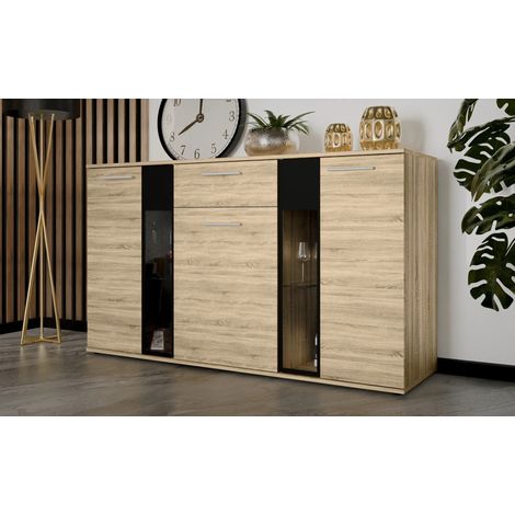 AX LIVING Formilo Sideboard Kommode Sonoma Eiche mit Schublade 140,4cm