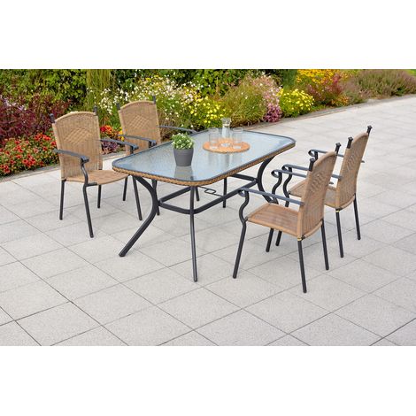 Roma Set 5tlg 4 Sessel Tisch 150x85cm Alu/Kunststoff