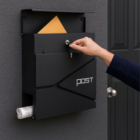 Briefkasten mit Zeitungsschlitz - Stahl, matt schwarz (1/5)