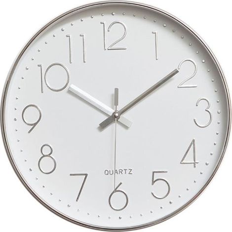 Horloge Murale Silencieuse Moderne, Horloge Murale Pour Chambre Cuisine Salon - Argent - 30cm (1/4)