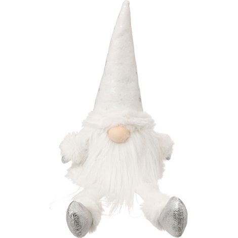 Déco de Noël Gnome blanc assis H 46 cm - Feeric Christmas