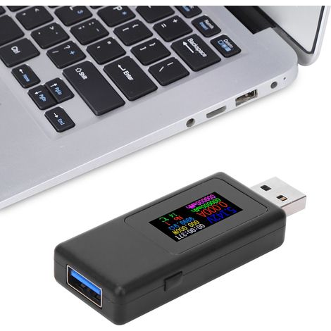 Testeur de chargeur USB, précision 4 chiffres, mesure de courant, tension et durée de charge, blanc/noir (1/5)