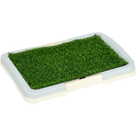 Litière pour chien avec tapis en herbe synthétique, plateau et grille de protection, 46,5 x 34 cm (1/5)