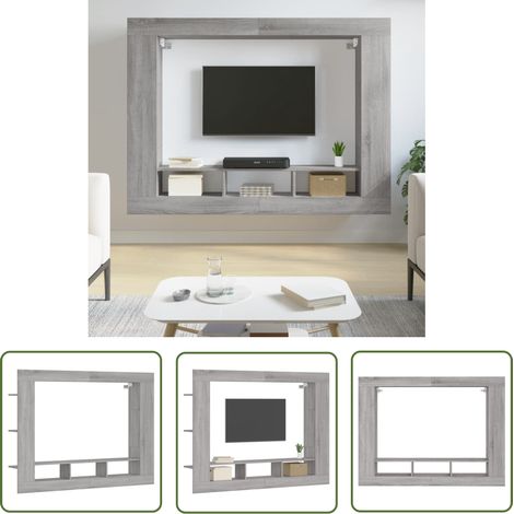 The Living Store TV-Schrank Grau Sonoma 152x22x113 cm Holzwerkstoff - TV Schrank - Holzwerkstoff Möbel - Wohnwand - Regal - Grau (1/5)
