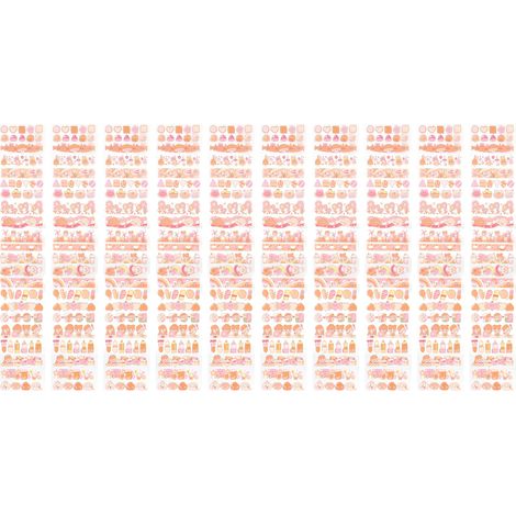 10 feuilles ruban adhésif PET long motif partage autocollants mignons dessins animés petites décos stickers pour calendrier Type 1 (1/5)