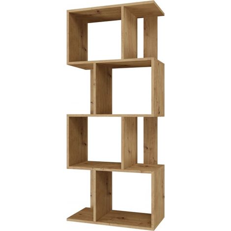 CDF Offenes Bücherregal Fiesta 4P Farbe: Eiche Artisan Für Wohnzimmer, Büro und Arbeitszimmer Regal für Bücher und Spielzeug Modern Ideal für Kinderzimmer, Teenager, Jugendzimmer (1/4)