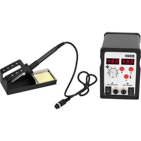 Station de réparation numérique 2 en 1 avec pistolet à air chaud, fer à souder à température constante réglable et outil de réparation de téléphones (UE 250 V). (1/5)
