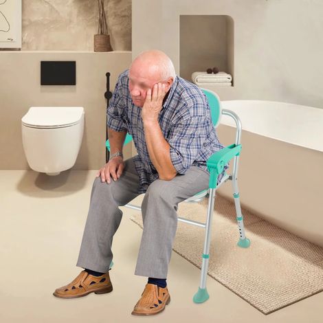Chaise de bain plate imperméable et antidérapante, chaise de douche pliable, peut porter environ 125kg, environ 125kg