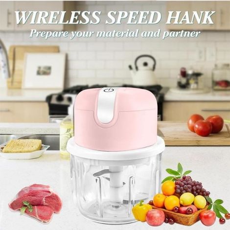 Mini hachoir de cuisine électrique avec port USB 250 ml Batterie rechargeable avec lame en acier inoxydable pour hacher, couper et h (1/4)