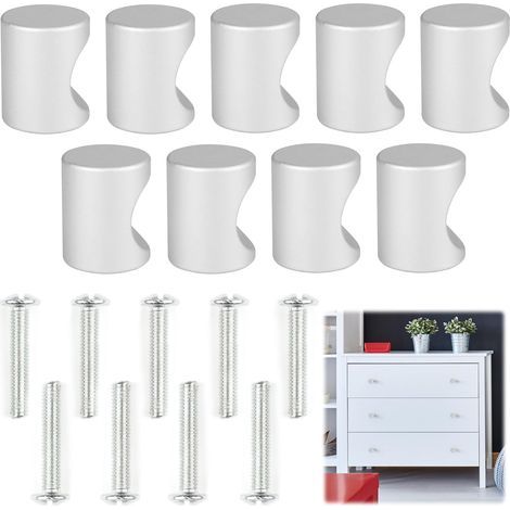 9 PCS Boutons Cylindriques en Métal pour Meubles avec vis, Design Moderne et Élégant, en Alliage d'Aluminium, pour Cuisines, Salles de Bain, Tiroirs, Armoires (1/4)