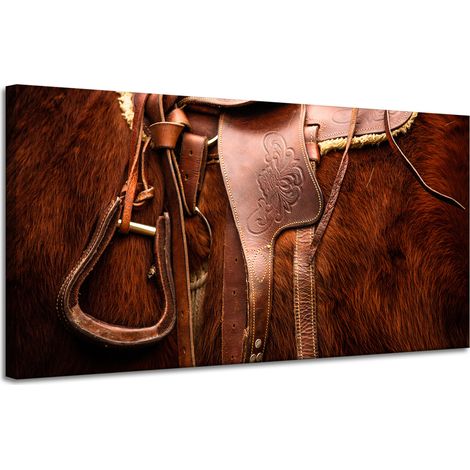 Leinwanddruck Tiere Pferd Sattel 120x60 cm