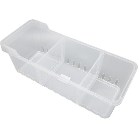 Transparente Aufbewahrungsbox für den Kühlschrank mit 2 separaten Fächern, ideal für Küche, Kleiderschrank und Büro. Maße: 40 x 16 x 14,1 cm / 15,7 x 6,3 x 5,6 Zoll (1/5)