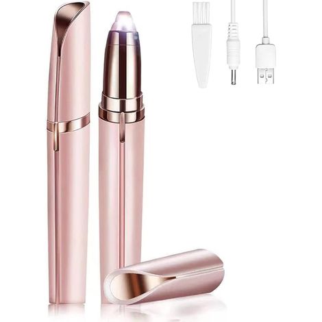 Eyebrow Epilator, Women's Electric Shaver, Painless Flawless Face Epilator with LED and Rechargeable Electric Shaver Brush for Eyebrow Facial Lip Bikini Arm Hair Removal (1/5)