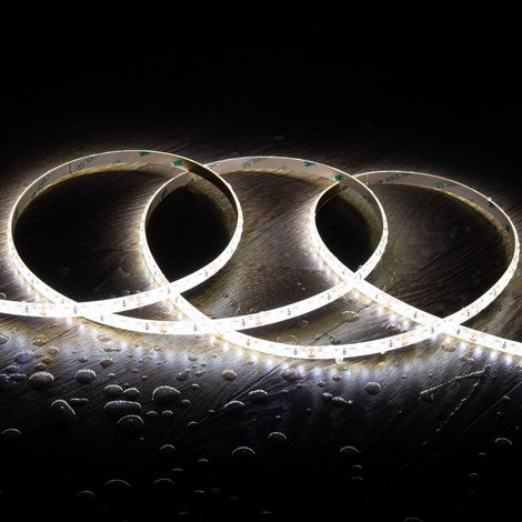 Bobina 5m Striscia LED 24V SMD 120 LED/m 10W/m 1000lm/m Larga 8mm IP65 Taglio 5cm 6000K Bianco Freddo