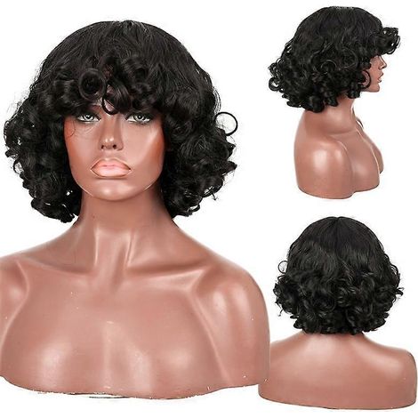 Perruque afro frisée pré-épilée pour femmes noires, perruque courte sans colle, cheveux brésiliens, extension de cheveux complète MUMUPI