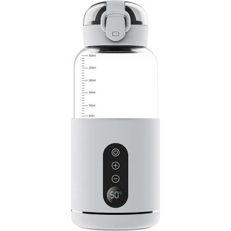 Chauffe-biberon, sans fil et portable, température réglable, adapté aux voyages, extérieur, voiture, avion - Blanc (300 ml) (1/4)