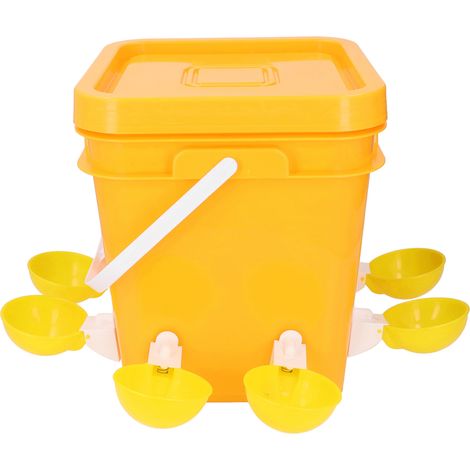 Abreuvoir automatique anti-déversement à remplissage automatique pour volailles (poulets, oiseaux, canards, oies, dindes) - Gobelets jaunes (1/5)
