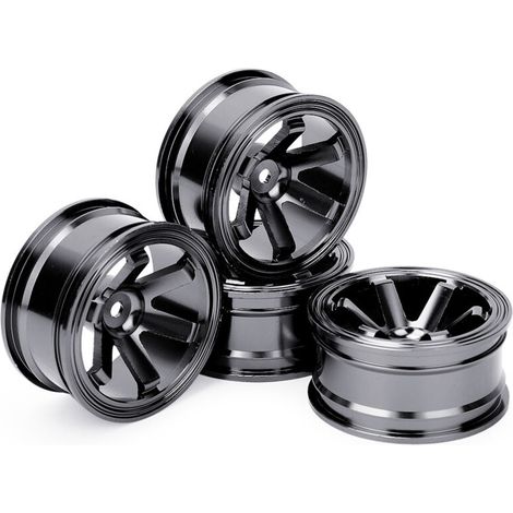4 pièces Jantes Alliage Aluminium pour Voiture RC Drift 1/10 Universelle Noir (1/5)