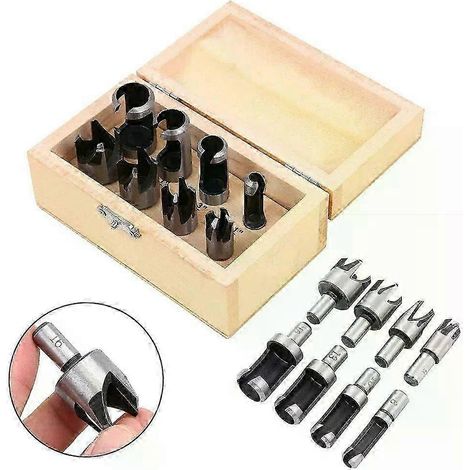 8-teiliges Set zylindrischer/klauenförmiger Holzdübelbohrer im Holzkoffer, geeignet für elektrische Handbohrmaschinen – JXLGV (1/5)