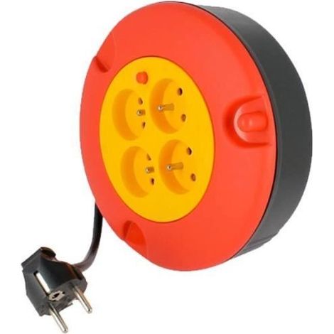 Enrouleur électrique 4 prises 3G1,5 – 5 M + coupe circuit 047305 - Puissance max 3680W, 16A-230VAC, Protection contre la surchauffe (1/4)