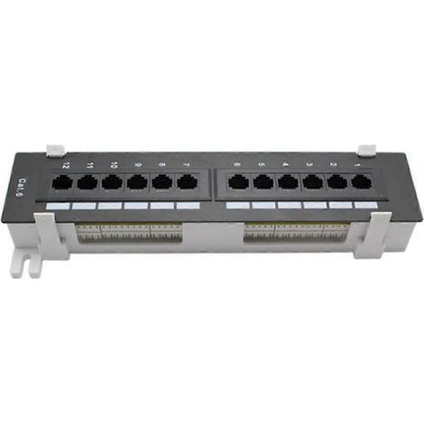 Kit d'outils réseau : panneau de brassage CAT6 12 ports RJ45, rack mural avec support de fixation. (1/5)