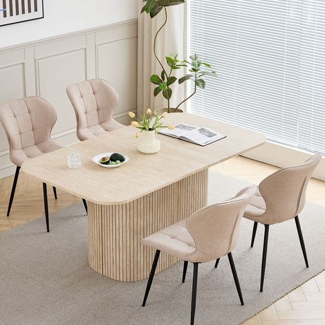 Wokaka – Table de salle à manger ovale 160 cm – Panneau MDF résistant aux rayures – Pour 4 à 8 personnes – Design moderne chêne