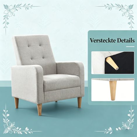 Fauteuil scandinave, fauteuil club 1 place, chaise lounge pour salon, siège relax de chambre (livré sans coussin) (1/4)