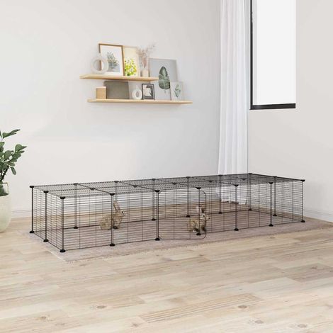 Jaula para mascotas de 28 paneles puerta acero negro 35x35 cm vidaXL