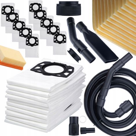Rosfix 10 Beutel + Filter für Kärcher WD6 WD4 WD5 MV4 Staubsauger + Schlauch/Rohr für Kärcher Staubsauger 4 m