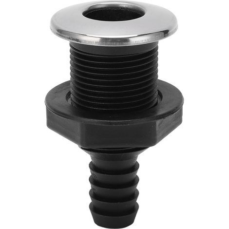 Drain de coque traversant pour bateau, 3/4 pouces, droit, noir, avec couvercle en acier inoxydable 316, pour yachts et navires (1/5)