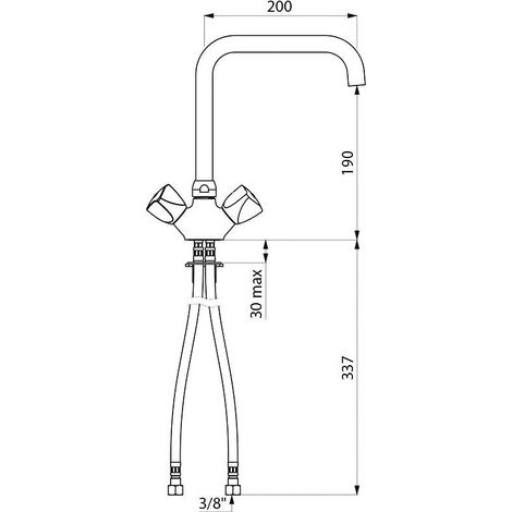 Delabie – Mélangeur de cuisine monotrou sur table – Bec haut 300 mm – Longueur 300 mm – Pour installations modernes - G66453 (1/3)