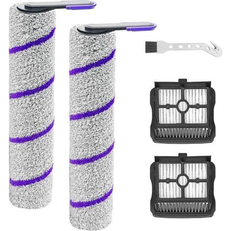 Têtes de remplacement et filtres HEPA compatibles avec les aspirateurs humides et secs Rowenta X-Clean 10 et Narwal S20 Pro,Comprenant 2 rouleau de brosse + 2 filtres + brosse de nettoyage
