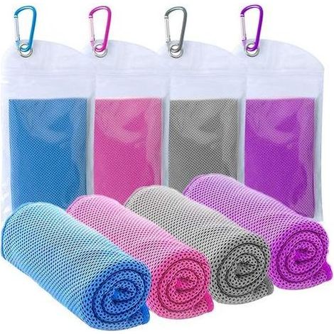 Set mit 4 Kühlhandtüchern, Sporthandtüchern, Eishandtüchern, Mikrofaser-Kühlhandtüchern, ideal für Sport und Fitness, Golf, Yoga, Laufen und Reisen (1/5)