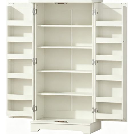 Mobile da cucina 60x40x120 cm in pannelli di legno color crema con contenitore FloraGrace (1/5)