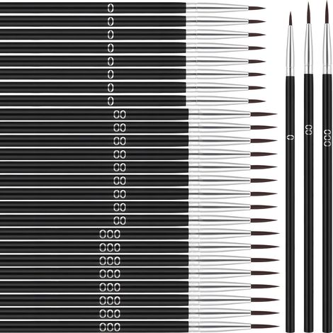 Lot de 30 petits pinceaux de peinture fins avec 3 tailles 000000 - Pinceau pour maquette miniature, aquarelle, acrylique, huile (1/5)